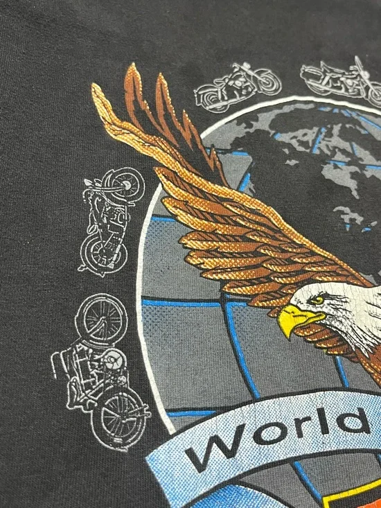 1992 Harley Davidson R.K. Stratman Inc double-sided eagle graphic made in USA T - Picture 11 of 12